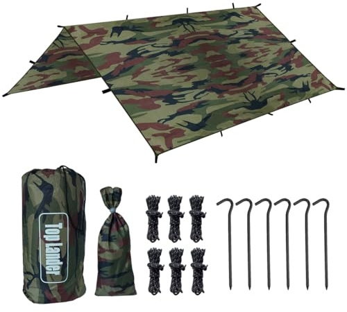 Tarp 4x4 Wasserdicht Multifunktionales Zeltplane Ultraleicht Tarpaulin mit ösen Schutz Sonnensegel für Hängematte,Wandern Picknick Outdoor