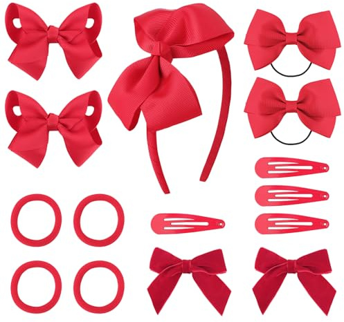 DRESHOW Kit de Accesorios para el Cabello para Niñas de la Escuela Lazo del Pelo Clips, Diadema, Cinta de Pelo Barrettes, Elástica Ponytail de la Banda para el Cabello Para Niñas Pequeñas