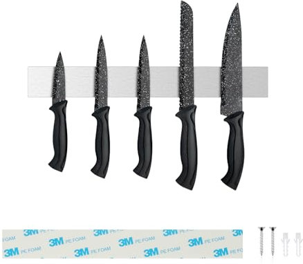 Sampoes Magnetleiste Messer 30cm, Edelstahl Messerhalter Magnetisch, Magnet Messerhalter Schraube, Magnetleiste Selbstklebend für Messer und Utensilien