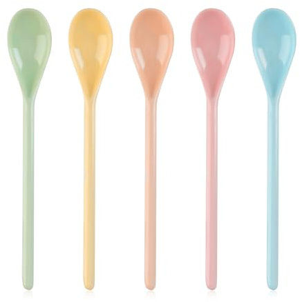FULHANY 5 Piezas Cucharas De PláStico -CucharasPara Mermelada - Aptas Para Café, Bebidas, Huevos, Helado, Cucharas Para Huevos Reutilizables