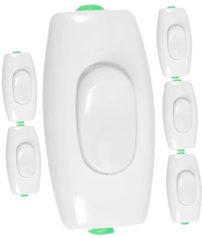 HOMOCONO 6 Stück Nachttischschalter, Flacher Lichtschalter, Inline Lampenschalter, Lichtschalter Verriegelungen, Klatschen An, Klatschen Aus, Lichter, Kippschalter, Schutz, Lampenleitung,