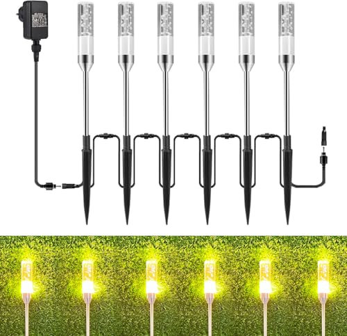 Greenclick Gartenbeleuchtung 8M LED Gartenleuchte 570LM Luftblasen Leuchtstäbe 2700K Erweiterbar Gartenlampen mit Strom Erdspieß Kabel IP65 Wegleuchte Wegbeleuchtung für Außen Garten Yard 6er Set