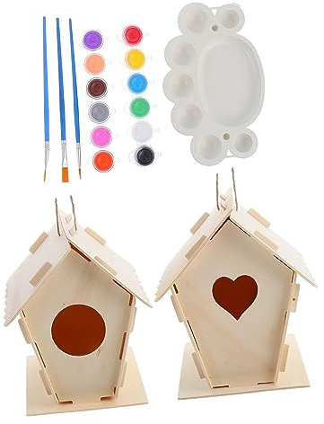 FUNNETOYU 10pièces Kit De Maison Pour Oiseaux Avec Outils De Peinture Bricolage Pour Garçon Fille Et Décoration De Jardin