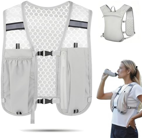 1 Pezzi Zaino da Corsa Leggero con Idratazione, Rete Traspirante e Strisce Riflettenti ,Reggibile per Trail Running, Ciclismo, Trekking e Maratona,gilet corsa