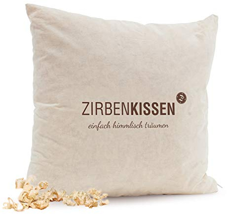 Zirben Familie Cojín Decorativo Natural de 40 x 40 cm • Cojín Decorativo Relleno con Copos de Pino, Texto Simplemente Celestial soñar • Familia de Pino cembro, conocida por Comercio especializado y