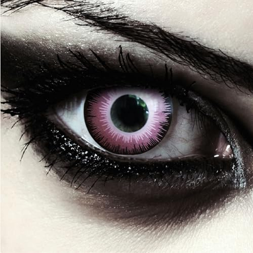 DESIGNLENSES, Knallig pinke farbige Halloween Kostüm Kontaktlinsen, 1 Paar (2 Stück),weiche rosa Farblinsen ohne Stärke, Pink Elfe