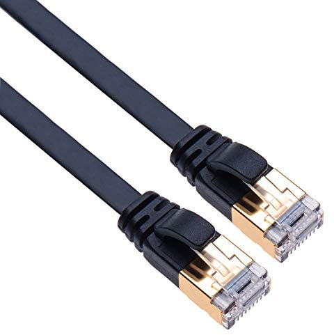 CAT 7 Internet Kabel RJ45 Gigabit Netzwerkkabel Flachkabel Kompatibel mit TV Samsung LG Sony/Router TP-Link/ PS3 PS4 Xbox/Switch Sky Box Hub/WD Seagate QNAP/Zmodo Annke 15m Schwarz