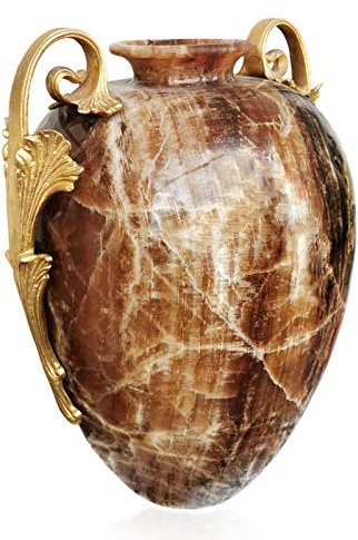 CBAM Jarrón de mesa Anfora de ónice marrón italiano Brown Onyx Table Vase Home Decor 43 cm