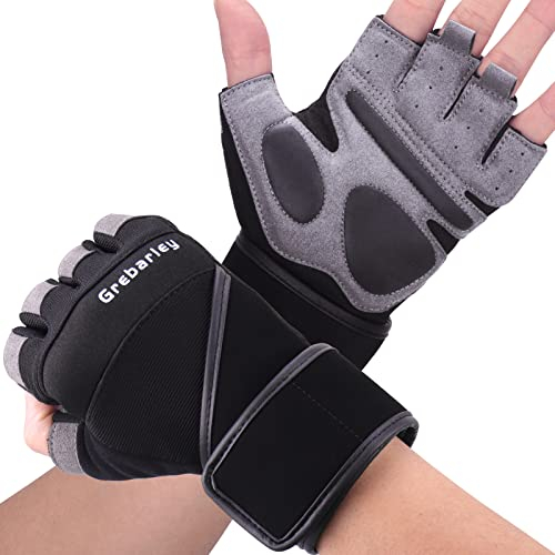 Grebarley Fitness Handschuhe,Trainingshandschuhe für Damen und Herren - Fitness Handschuhe für Krafttraining,Bodybuilding,Kraftsport & Crossfit Training (Lang-Aktualisierte, XXL)