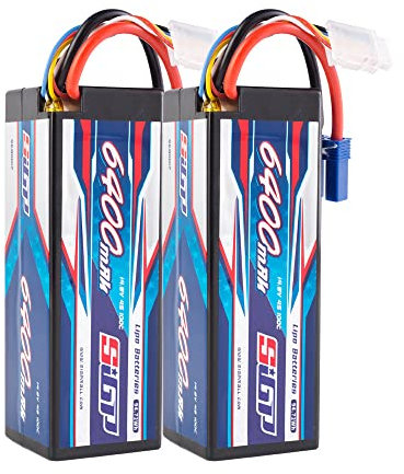 SIGP 4S 14.8V Lipo Battery 6400mAh 100C Hard Case with Deans EC5 Plug for RC Car Truck Boat Vehicles Tank Buggy Racing Hobby 2 Packs