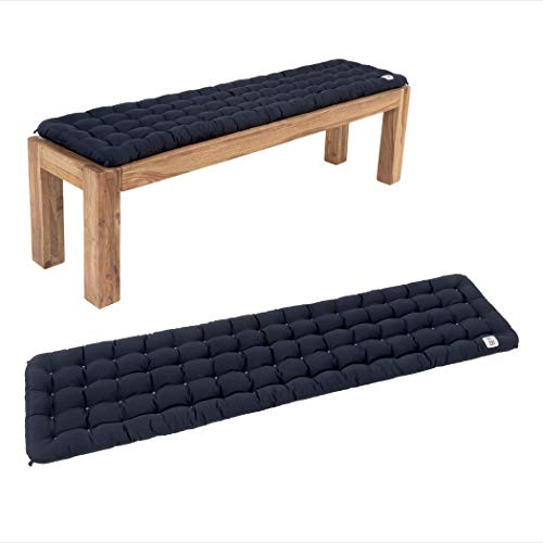 HAVE A SEAT Living - Bankauflage 140x40 cm - Bequeme Sitzauflage Bank, 5 cm Dick - Waschbar bis 95°C, Orthopädisch, Wetterfest - Made in Germany (140x40 cm, Marine-Blau)