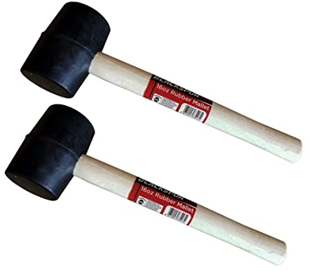 Lot de 2 maillets en caoutchouc avec tête en caoutchouc et manche en bois dur Noir 473 ml
