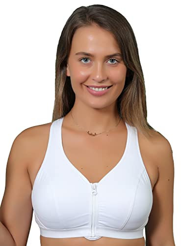 Undercover Ladies Zip Sports Bra LG444 White 42E