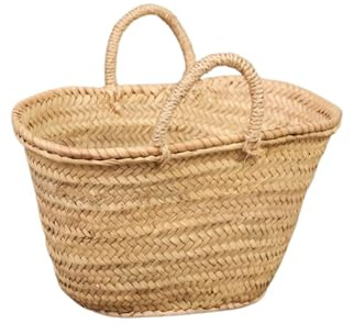 Cesteria Aparici - Bolso de Mimbre - Cesta de la Compra con Asas - Capazo playa o pisicina - Bolso fibras naturales - Personalizable -Capazo Natural (38x20x22, Asas Mimbre)