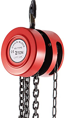 VEVOR Palan à Chaine 2000 kg Bloc de Chaîne à Main Durable en Acier Hauteur de Levage Maximale 2,5 m, 2 T Bloc d'Extracteur Manuel Outil avec Crochet de Sécurité pour Usine Quais Lever Charge Lourd
