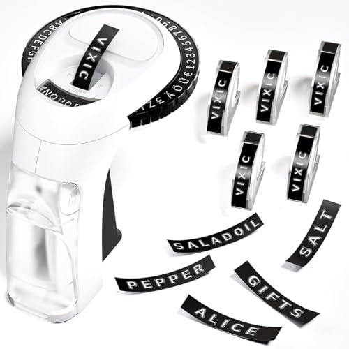 Vixic Prägegerät 3D, Beschriftungsgerät Retro, Etikettiergerät mit 5 Rollen Prägegerät Etiketten für zu Hause und DIY (Schwarz)