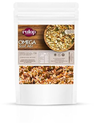 Rulop Omega Seed Mix 1kg – 5 Super Seeds: Pumpkin, Sunflower, Linseed, Flaxseed & Sesame – High in Omega 3 & 6, Fibre & Protein – Raw, Natural, Vegan – Great for Baking, Cereal & Bread