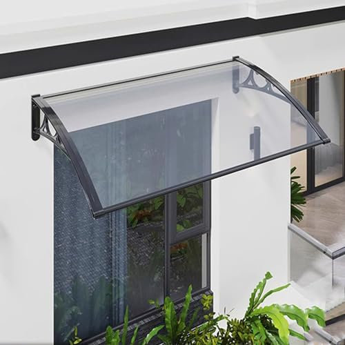 Toldo para puerta delantera al aire libre, cubierta para refugio de lluvia, policarbonato resistente a los impactos y marco de aluminio, cubierta de techo para ventana y jardín al aire libre (120 x