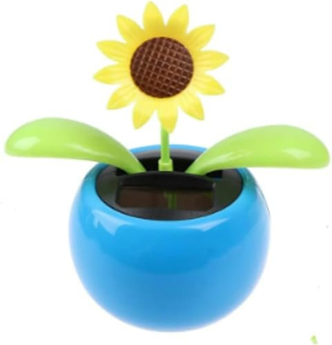 Blue Solar Dancing Sun Flower Automotive Ornament Solar Powered Dancing Sun Flower in Pots Swinging Animated Bobblehead Dancer Window Sun Catcher Car Dashboard Office Desk Decor,Learning and Education