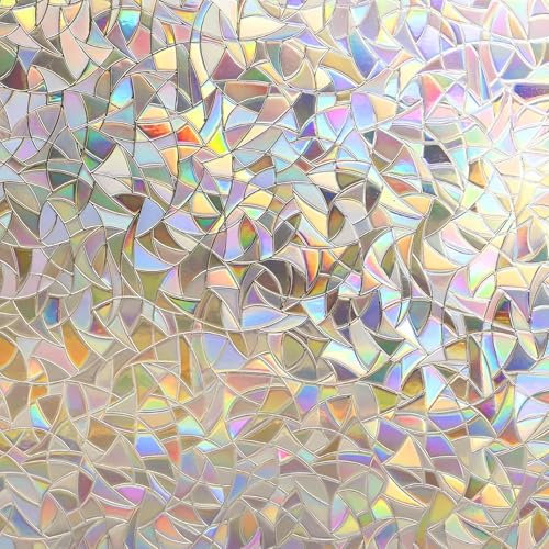 VELLUSTRA Pellicola per Vetri Finestre 44.5x200cm, Pellicola Di Finestra Tinta, Pellicola Privacy Finestre Arcobaleno Decorativa Autoadesiva, Anti-UV e Controllo del Calore per Casa, Cucina e Ufficio
