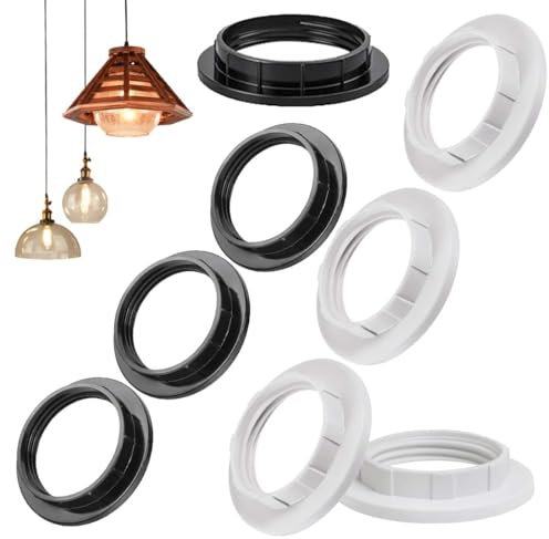 GHPKOTW 8 Convertidor de Pantalla de Anillo de Plástico, Anilla Reductor de Pantalla de Lámpara de Metal para Ajuste de Luz de Placa de E14 Convertidor Adaptador Arandelas de Pantalla de Lámpara