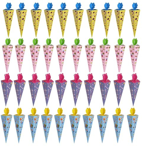 40 Stück Kleine Schultüten Zum Befüllen, Mini Schultüten Zum Befüllen Zuckertüte Klein Geschwister Schultüte Junge Schultüte Mini Zuckertüten Klein Kleine Zuckertüten Gäste Für Die Einschulung