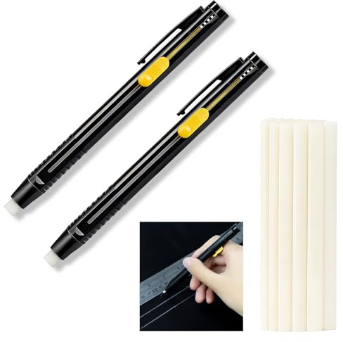 BaBahuanhuan 2 Pcs Heat Erasable Pen for Fabrics, Heat Erasable Fabric Markers for Sewing Fabric Chalk Markers, Replaceable Tailors Chalk Pencil for Fabrics DIY Tailors, with 20 Replacement Refills