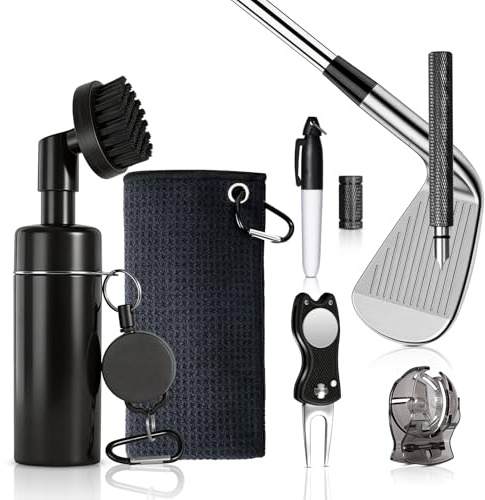 Vicloon Kit de Limpieza para Golf,Cepillos Limpiadores de Toallas de Golf,Herramientas de Limpieza de Golf Cepillo con Afiladora de Ranura de Golf,Club Cleaning Brush,Towel