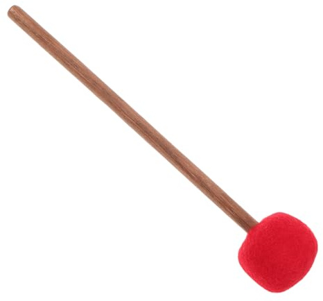 IMIKEYA Mazo para Cuenco Sonoro Artesanal, Palo de Percusión de Madera Fieltro Rojo, Diseño Ergonómico Pequeño para Meditación, Yoga y Terapia Sonora Profesional