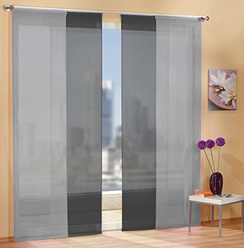 Gardinen Set, 2 x Flächenvorhang Schiebegardine mit Zubehör, 245x60, Grau, 2 x Flächenvorhang Schiebegardine mit Zubehör, 245x60, Schwarz, 8558985589