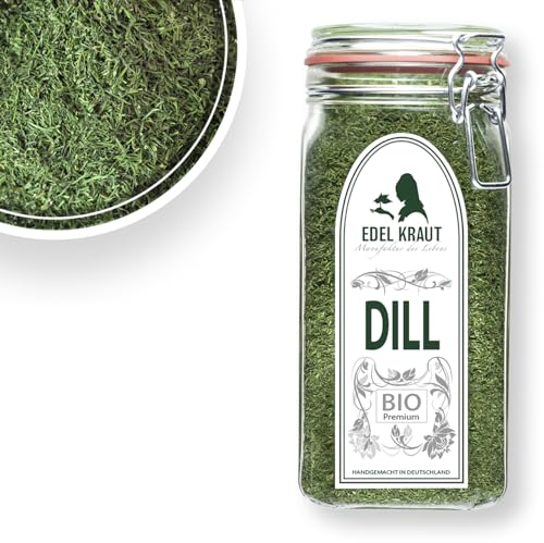 Dill getrocknet BIO Dillspitzen 200g im Premium Drahtbügelglas | EDEL KRAUT - 100% naturreine BIO DILLSPITZEN geschnitten - Dill Herb - ohne jegliche Zusatzstoffe - für Salat und Fleischgerichte