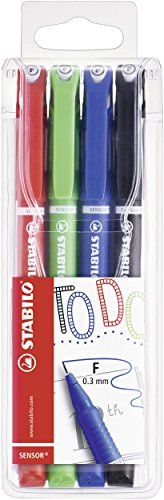 STABILO - Fineliner mit gefederter Spitze - SENSOR F - My STABILO Journal - fein - 4er Pack - rot