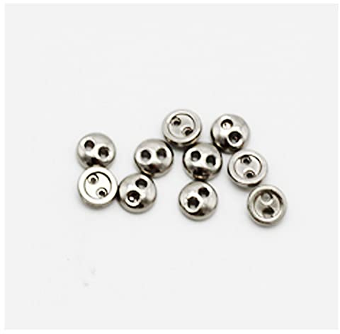 50 PCS 2 Hole Mini Metal Round Buttons Small Bread Buttons for Doll Clothes Bag Deoration Sewing Craft (Silver, 4mm)