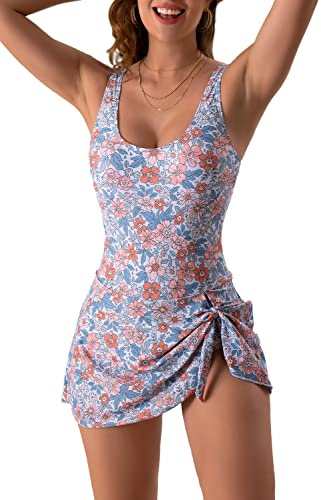 Eomenie Women's One Piece Swimdress Tummy Control Swimsuits S