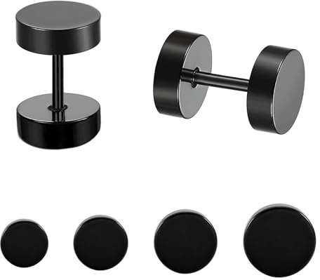 BVLAGIDA 4 Paires Boucle doreille Titane pour Femmes Hommes, Boucles d’Oreilles Barbell, Boucles d'Oreilles Faux Plug avec Boîte, 3/4/5/6mm