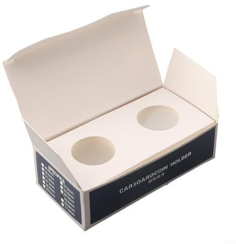 Emiif 50 soportes de cartón para monedas, 100 x 50 mm, fundas protectoras para monedas, vitrinas para suministros de colección de monedas (17,5 mm)