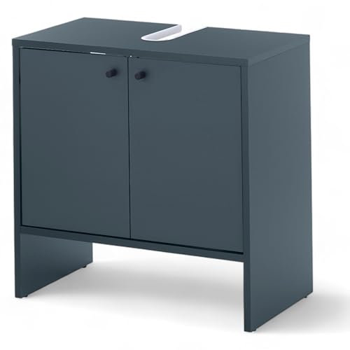 Stella Trading KAIRO Bathroom Sink Cabinet in Dark Blue Bathroom Base Cabinet ,with Lots of Storage Space, Wood Material, 60 x 60 x 35 cm