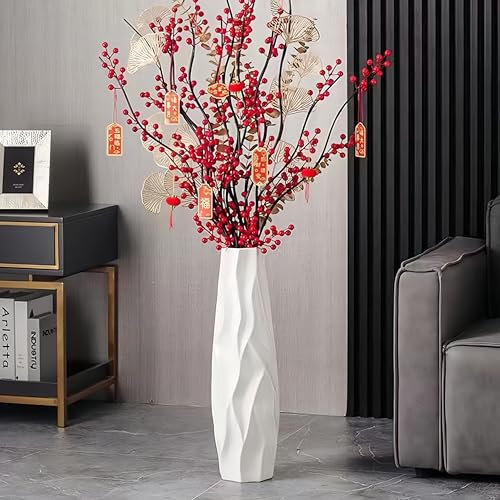 JIDOFUE Große weiße Keramikvase, 45 cm, moderne dekorative Vase für Wohnzimmer, Schlafzimmer, Hochzeit, Büro, Pampasgras, Heimdekoration, minimalistischer Stil