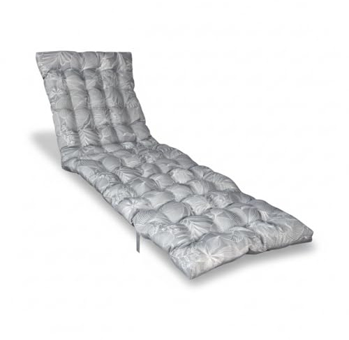Atout Ciel Coussin matelassé Bicolore pour Bain de Soleil, transat en Tissu déperlant 190x60cm, 6 Variantes, Gris