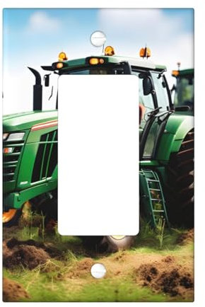 Company Farm Tractor - Cubiertas de salida con impresión de tractor, 1 placa de pared de tamaño estándar, cubiertas de placas frontales de policarbonato de doble salida