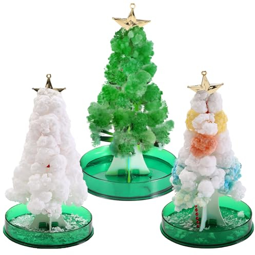 3 stycken mini julgran, magisk julgran, magiskt pappersträd, gör-det-själv-kristaller, uppfödning, kreativa leksaker, pyssel jul, mini växande julgran dekoration