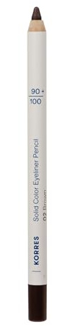 Korres Solid färg eyeliner penna brun 02, intensiv färg, krämig konsistens och vulkanmineraler, långvarig och lämplig för känsliga ögon, vegansk, 1,2 g
