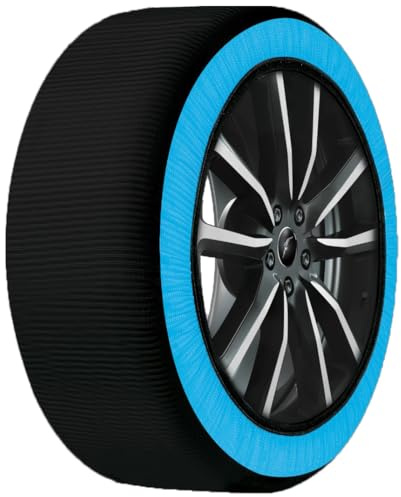 AMCAR - Calcetines de nieve textiles, talla M, homologados Italia EN 16662-1 – Cadenas de nieve de tela montaje 3 minutos – Snow Sock Auto SUV compatibles vehículos eléctricos – Tejido 3D protección