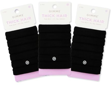 Gimme Beauty Thick Hair Ties Seamless Nylon - 18 Pack, Black