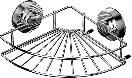 Blue Canyon Gecko Corner Rack, Shower Caddy with Vacuum Suction, Quick Lock Suction Cup, No Drill and No Screws Required, Removable, Reusable and Repositionable, Stainless Steel