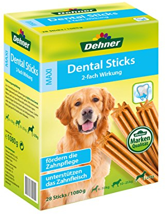Dehner Hundesnack, Zahnpflege Dental Sticks Maxi zuckerfrei, Kausnack für ausgewachsene Hunde ab 25 kg, 28 Stück (1080 g)