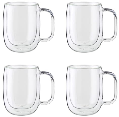 ZWILLING Sorrento Plus 4-pc Double Wall Glass, Insulated Coffee Mug, Clear
