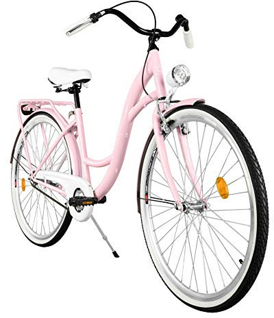 MILORD. Comfort Bike, Bicicletta da Città Donna, 1 velocità, Rosa, 28
