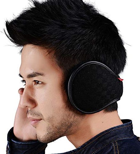 Ear Warmers For Men Women Foldable Fleece Unisex Winter Warm Earmuffs Outdoor Skiing,Biking (Black)