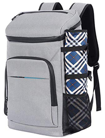 Sac à Dos Glaciere Isotherme Souple Sac Pique Niques avec tapis de pique-nique et tire-bouchon de bière 26L Résistant à l'eau Randonnée Voyages de Famille Camping,Gris
